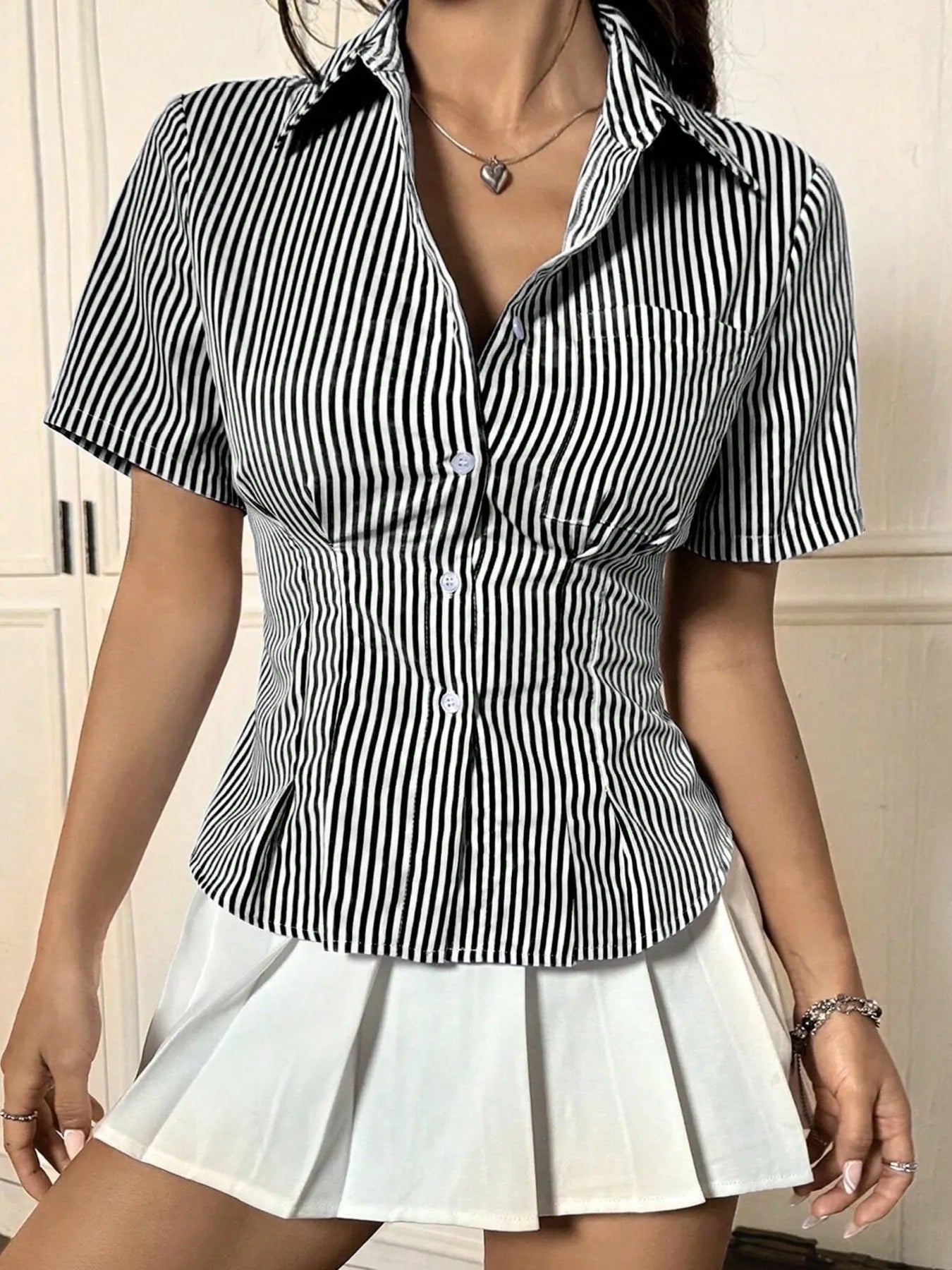 Gingham Short Sleeve Button-Up Shirt