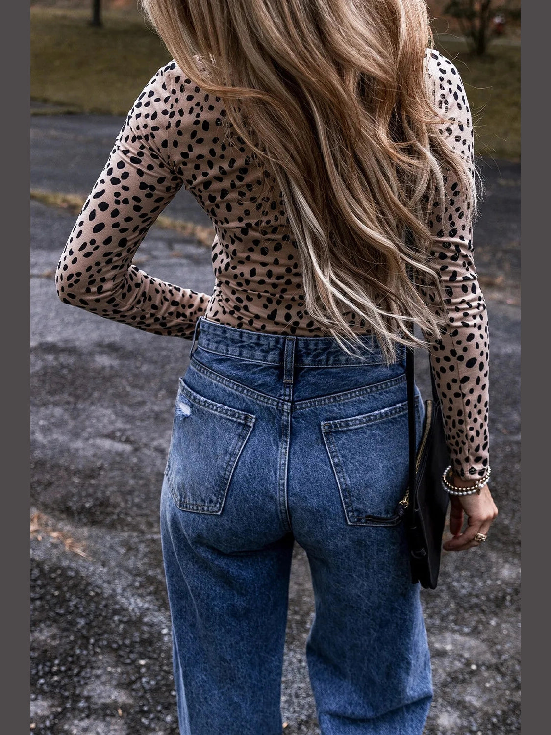 Animal Print Scoop Neck Long Sleeve Bodysuit