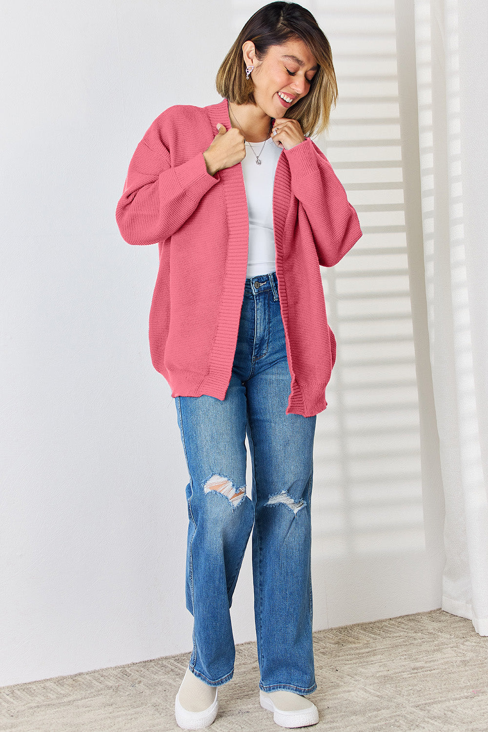 Open Front Dropped Shoulder Cardigan NicholesGifts