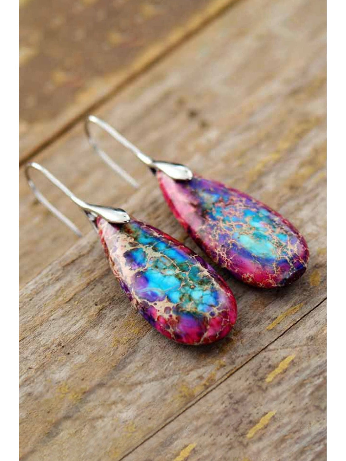 Handmade Teardrop Shape Natural Stone Dangle Earrings