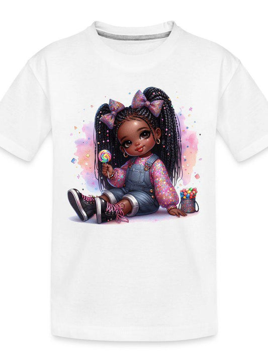 African American Toddler Girls Pretty in Bows Organic Short Sleeve T-Shirt NicholesGifts