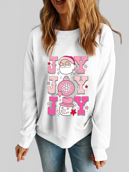 JOY Round Neck Long Sleeve Sweatshirt nicholesgifts