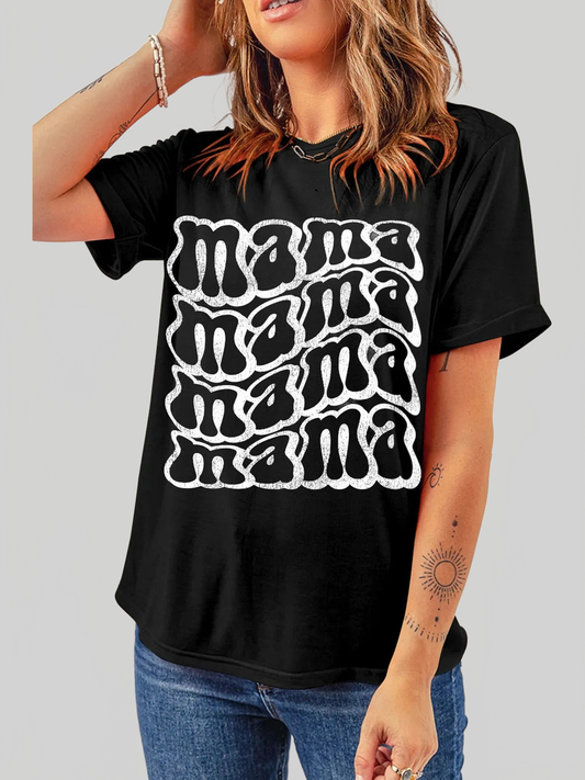 MAMA Round Neck Short Sleeve T-Shirt nicholesgifts