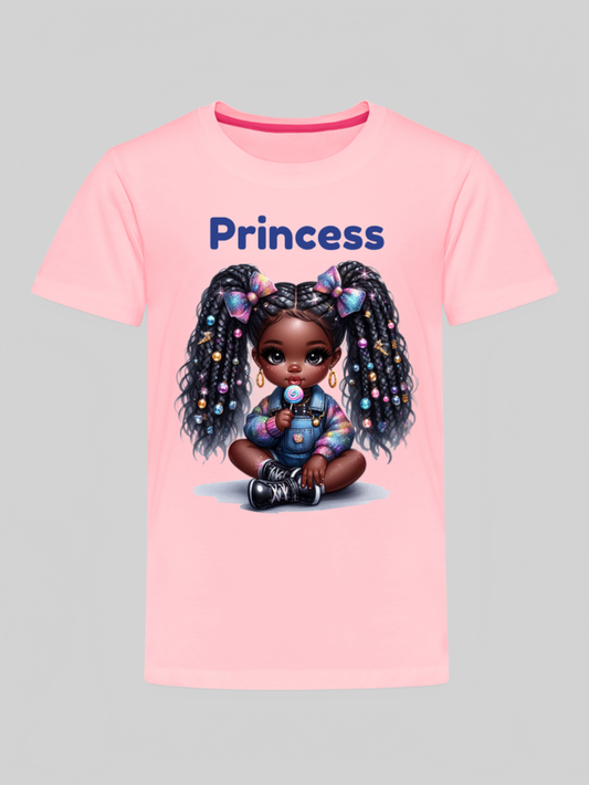 African American Toddler Girls Princess Short Sleeve T-Shirt nicholesgifts