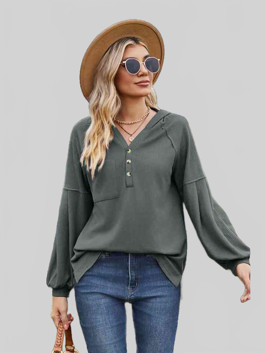 Women Dropped Shoulder Button-Down Hoodie NicholesGifts