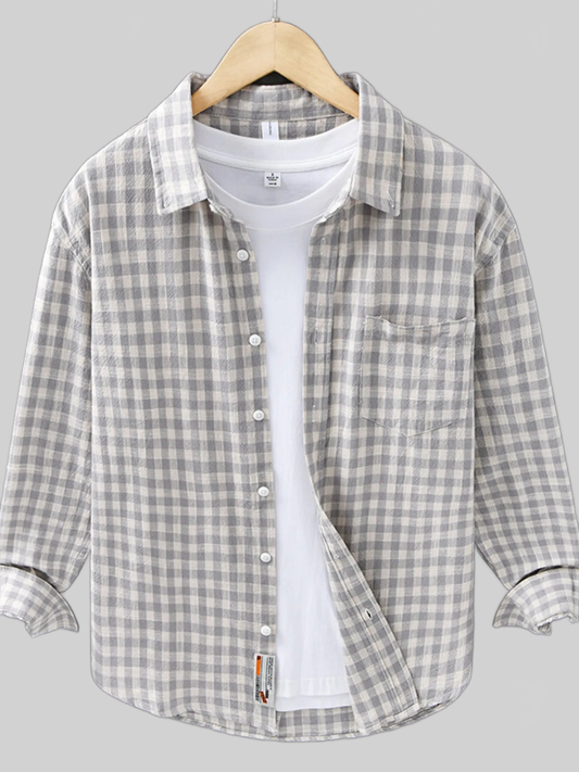Men's Plus Size Plaid Button Up Long Sleeve Shirt nicholesgifts