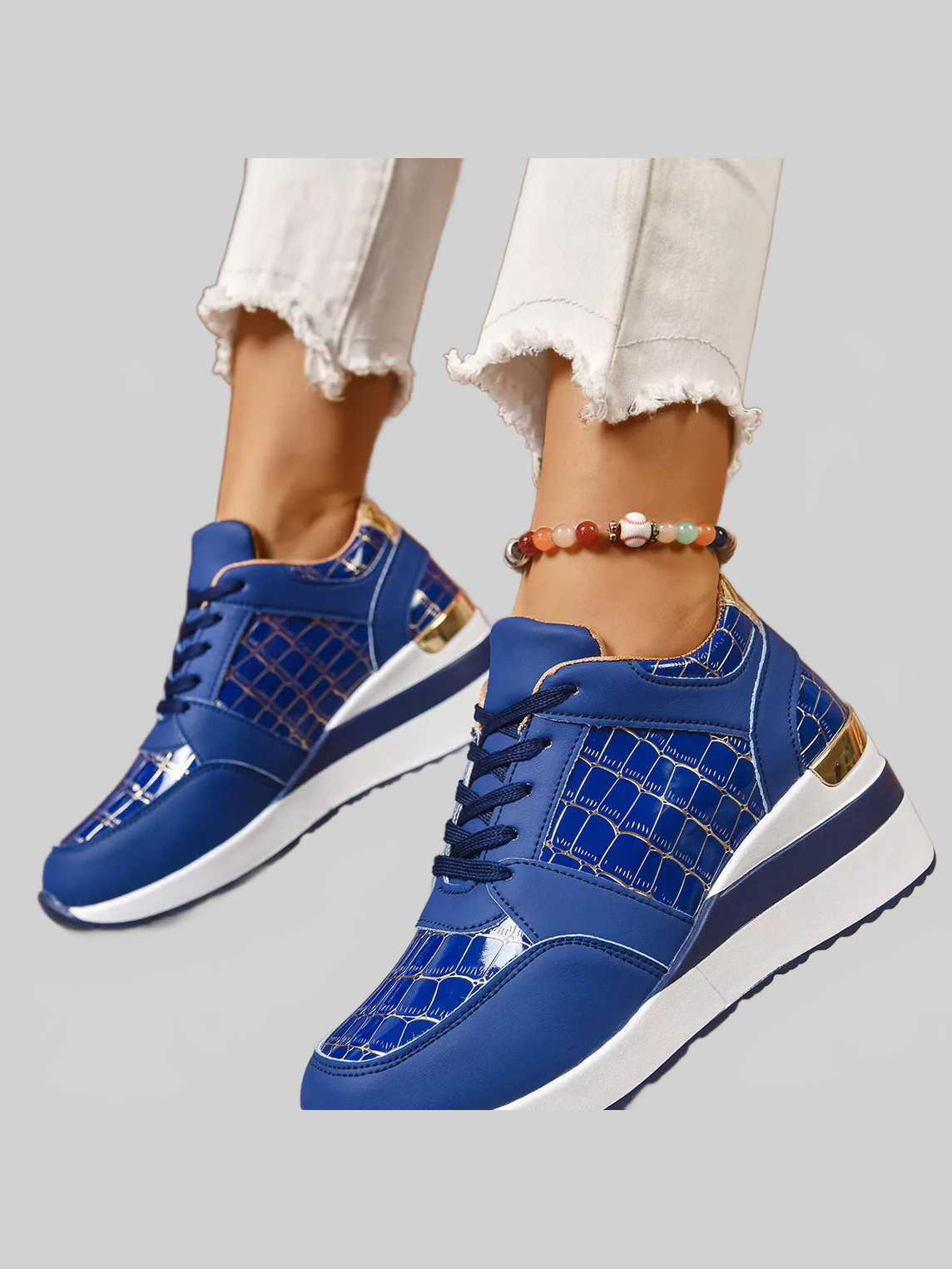 Women Lace Up Round Toe Sneakers nicholesgifts