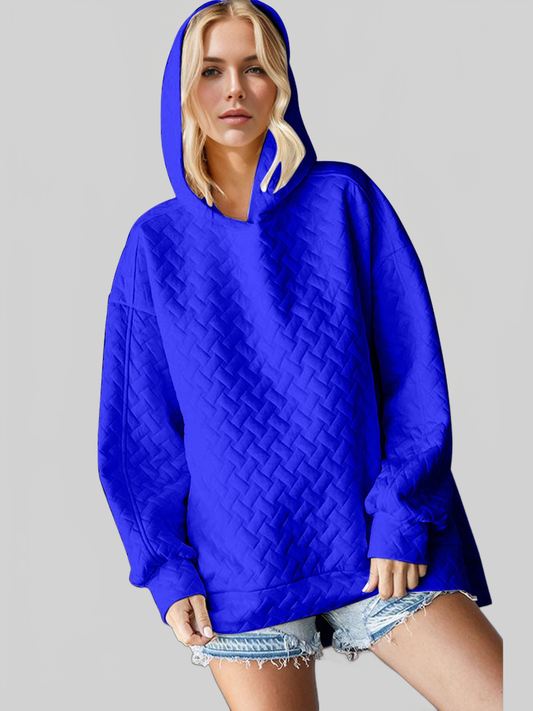 NicholesGifts Women Double Take Full Size Drop Shoulder Long Sleeve Hoodie NicholesGifts