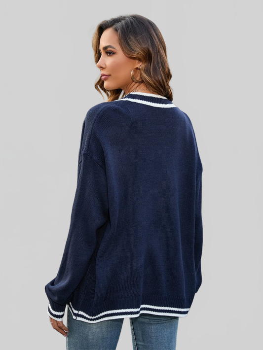 Angel Wings Buttoned V-Neck Long Sleeve Cardigan nicholesgifts