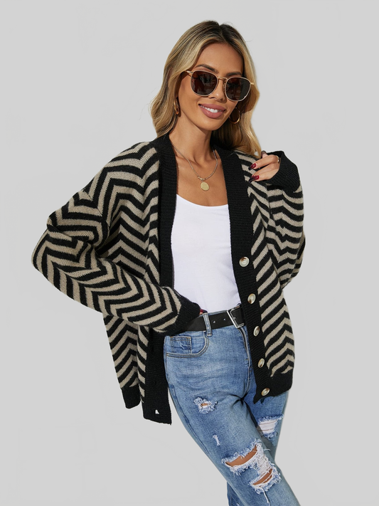 Angel Wings V-Neck Button-Down Cardigan nicholesgifts