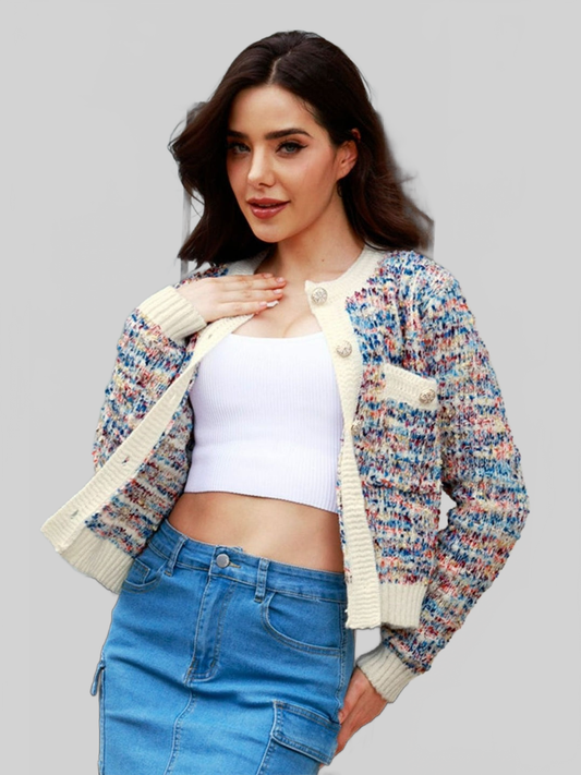 Women Heathered Button Up Long Sleeve Cardigan NicholesGifts