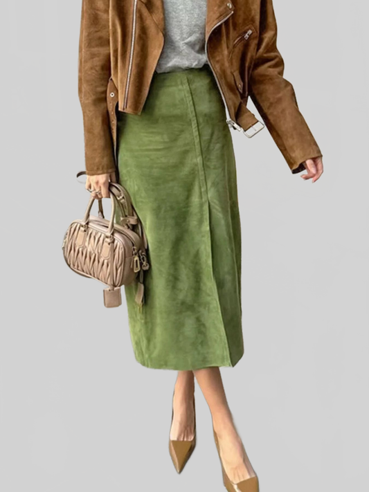 Women Solid Color Midi Skirt nicholesgifts
