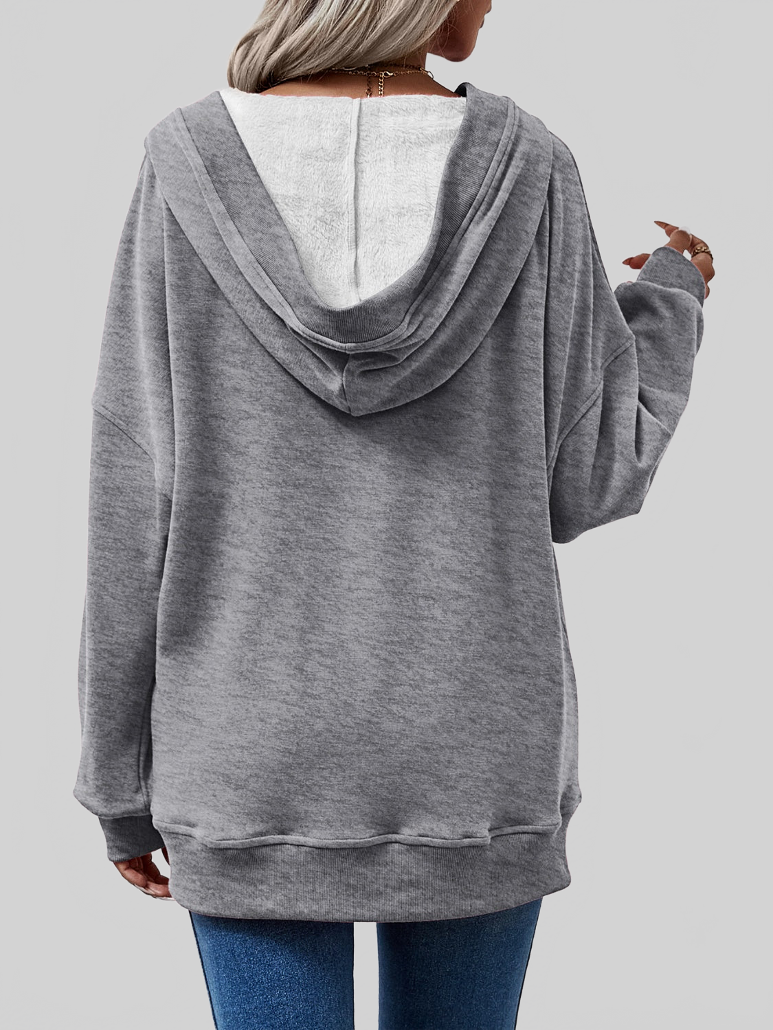 NicholesGifts Women V-Neck Drop Shoulder Long Sleeve Hoodie nicholesgifts
