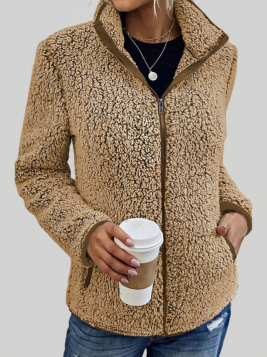 Pocketed Zip Up Turtleneck Jacket nicholesgifts
