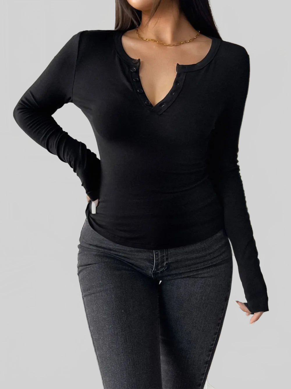 Devine Quarter Button Long Sleeve T-Shirt NicholesGifts