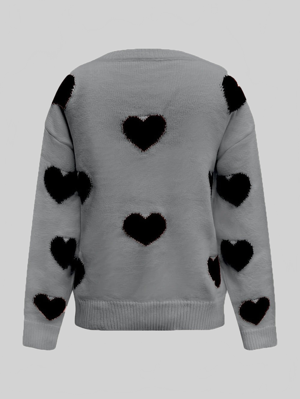Women Valentine’s Day Heart Round Neck Long Sleeve Sweater NicholesGifts