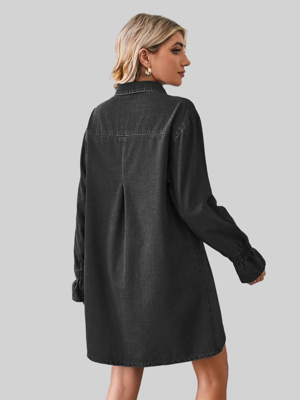 Pocketed Dropped Shoulder Mini Denim Dress nicholesgifts
