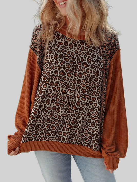 Leopard Print Long Sleeve Sweatshirt nicholesgifts