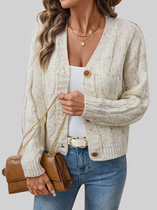 Cable Knit Button-Up Cardigan NicholesGifts