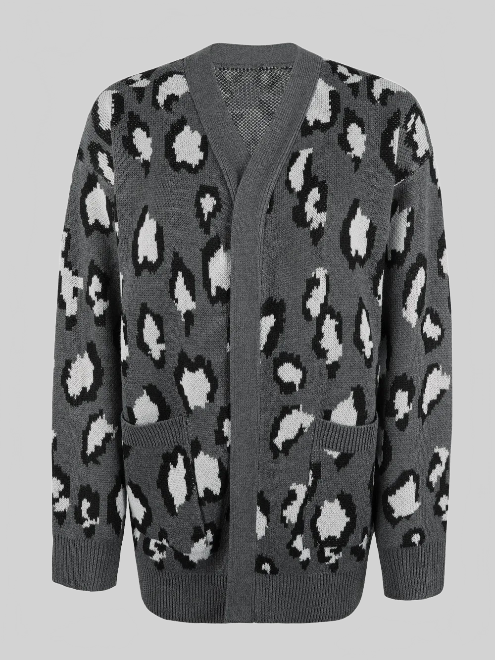 Women Leopard Open Front Dropped Shoulder Cardigan nicholesgifts