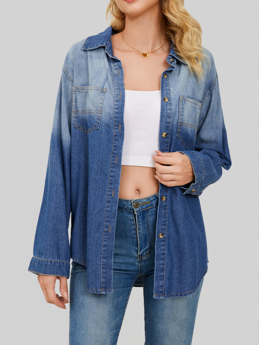 NicholesGifts Women Button Up Long Sleeve Denim Jacket NicholesGifts