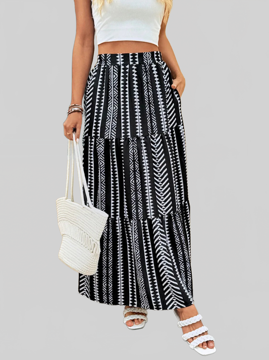 Printed High Waist Skirt nicholesgifts