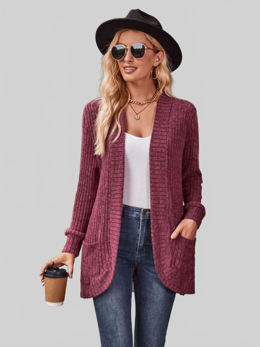 Women Open Front Cardigan with Pockets nicholesgifts