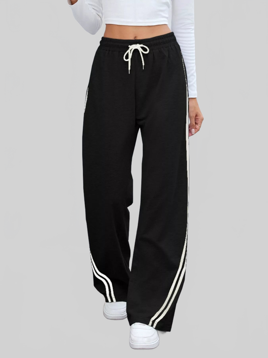 Women Side Striped Wide Leg Pants nicholesgifts