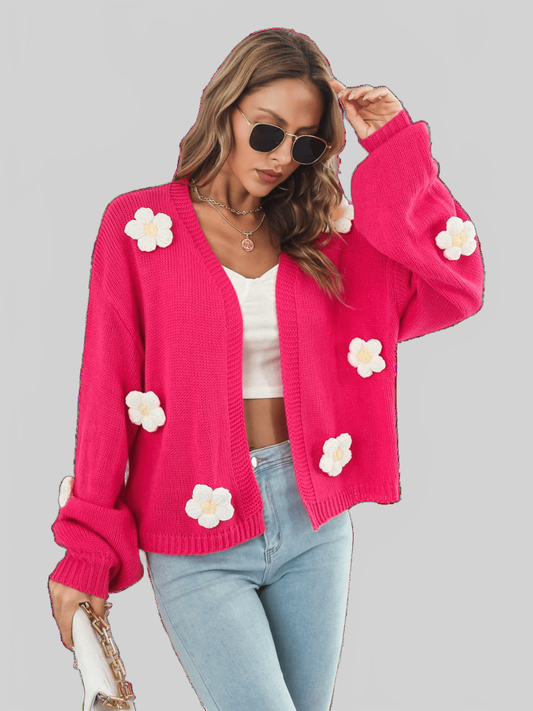 Women Floral Open Front Long Sleeve Cardigan NicholesGifts