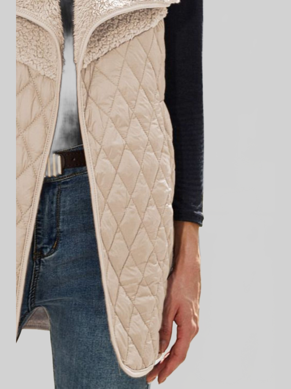 Women Open Front Collared Vest nicholesgifts