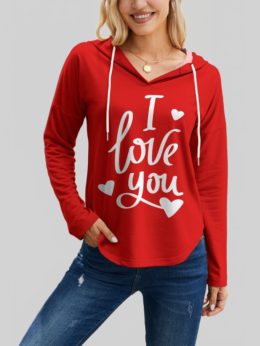 Women Fam-Fam I Love You Drawstring Long Sleeve Hoodie NicholesGifts