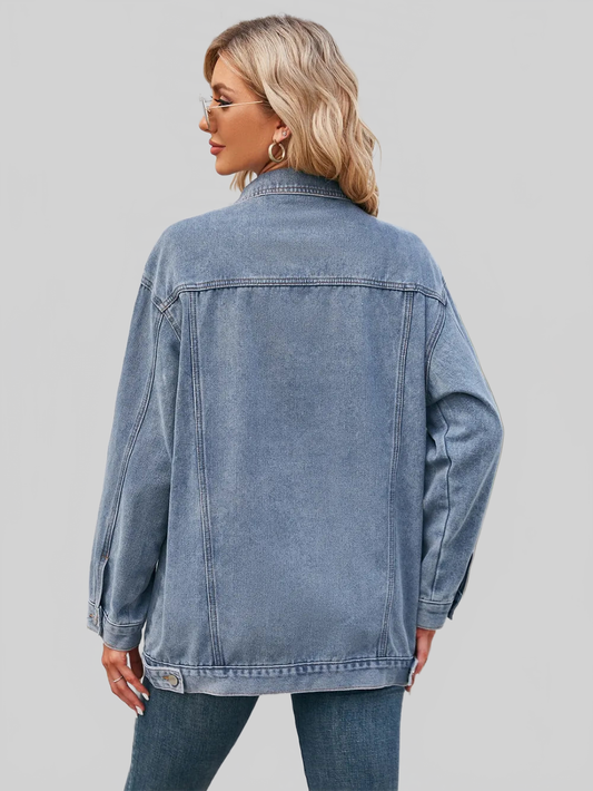 Button Up Long Sleeve Denim Jacket nicholesgifts