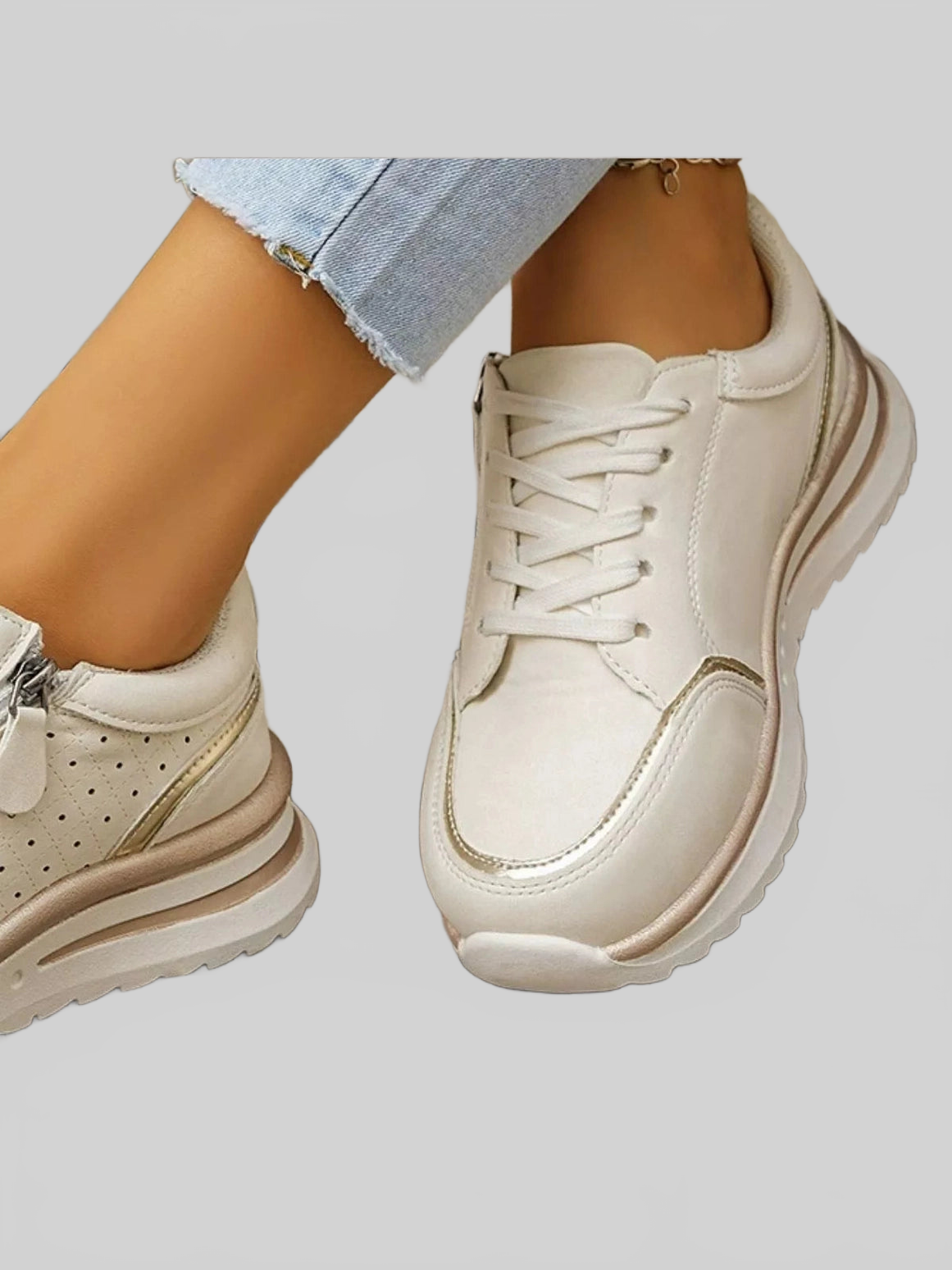 Round Toe Lace Up Sneakers nicholesgifts