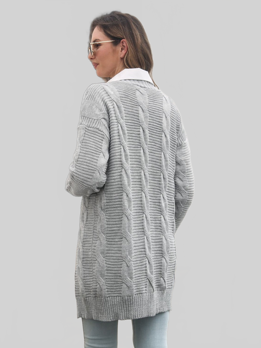Women Open Front Cable-Knit Cardigan nicholesgifts