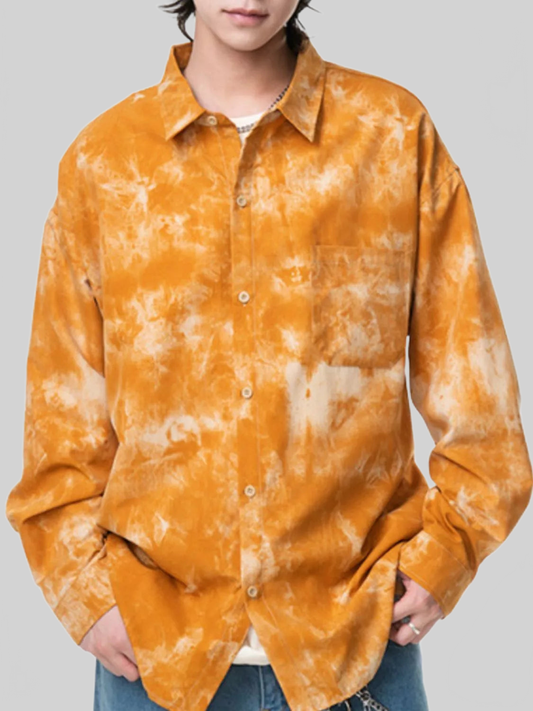Men's Plus Size Tie-Dye Button-Up Shirt nicholesgifts