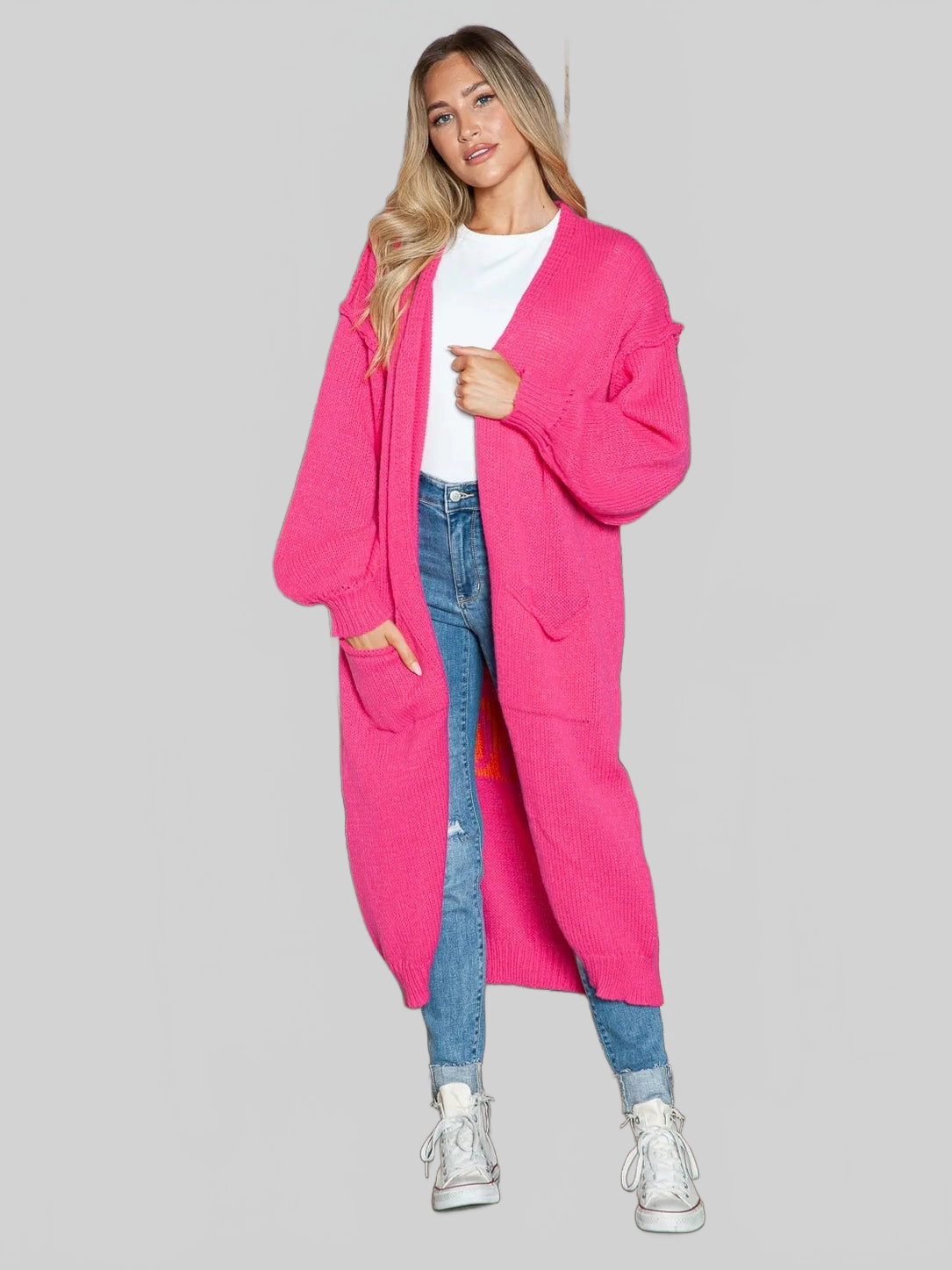 Letter Dropped Shoulder Long Sleeve Cardigan nicholesgifts