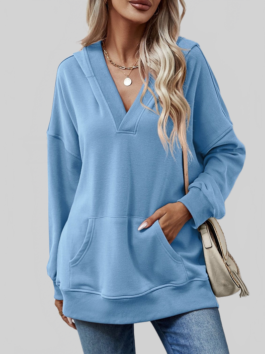 NicholesGifts Women V-Neck Drop Shoulder Long Sleeve Hoodie NicholesGifts