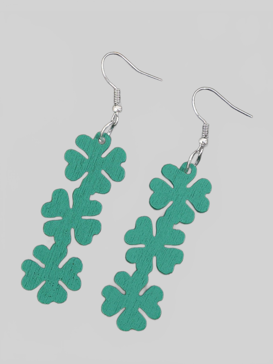 Women Lucky Clover Wooden Dangle St. Patrick's Day Earrings NicholesGifts