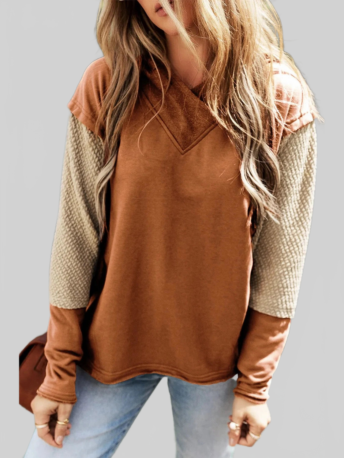 Color Block Dropped Shoulder Hoodie NicholesGifts