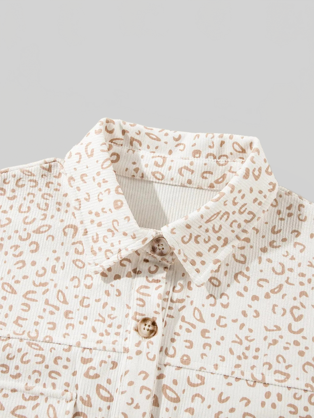 Leopard Collared Neck Dropped Shoulder Jacket nicholesgifts