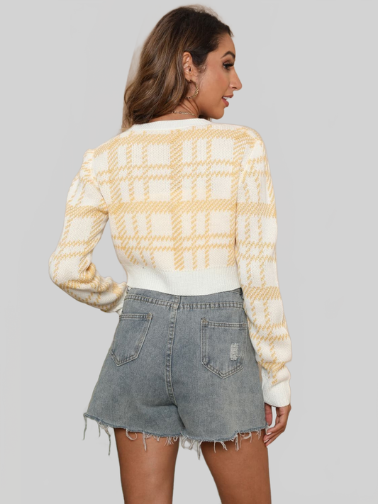 V-Neck Cropped Button-Up Cardigan nicholesgifts
