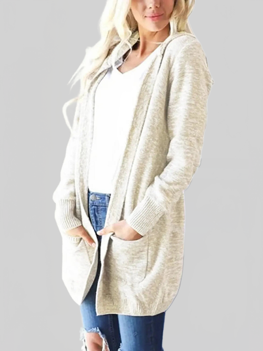 Women Heathered Open Front Cardigan with Pockets nicholesgifts