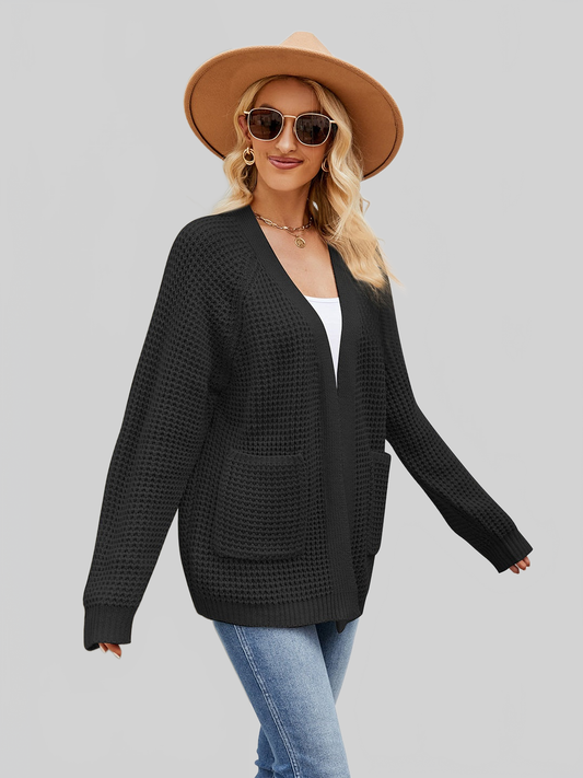 Women Open Front Long Sleeve Cardigan with Pockets nicholesgifts