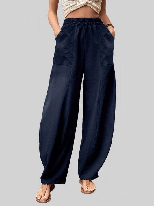 Elastic Waist Pants with Pockets nicholesgifts
