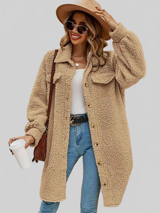 Women Collared Button Down Coat NicholesGifts