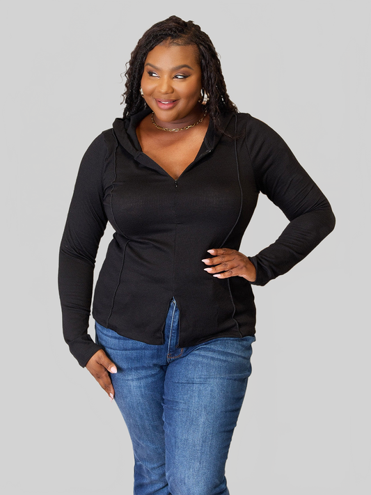 NicholesGifts Women Culture Code Full Size Exposed Seam Long Sleeve Hoodie NicholesGifts