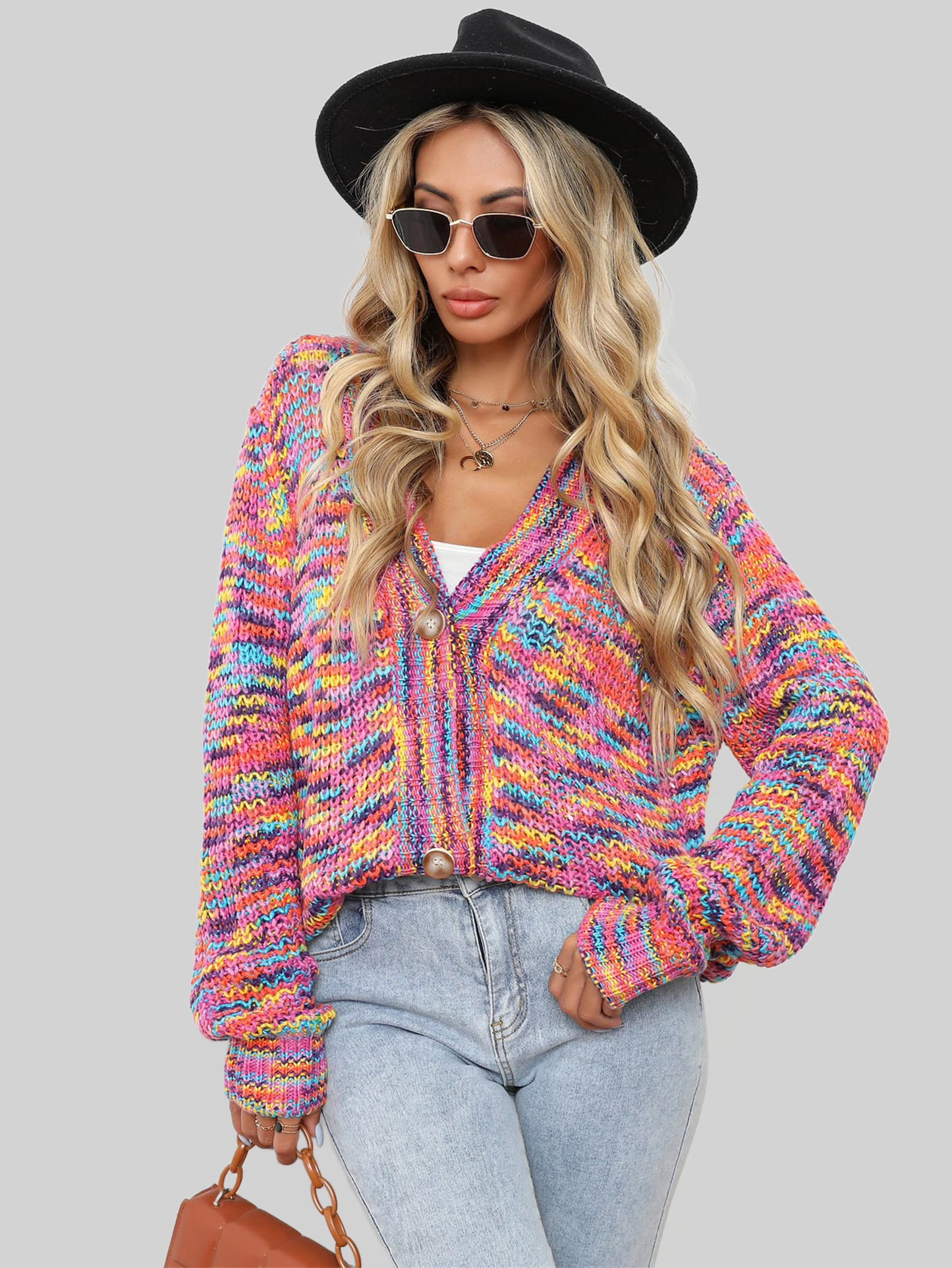 Angel Wings V-Neck Long Sleeve Cardigan nicholesgifts