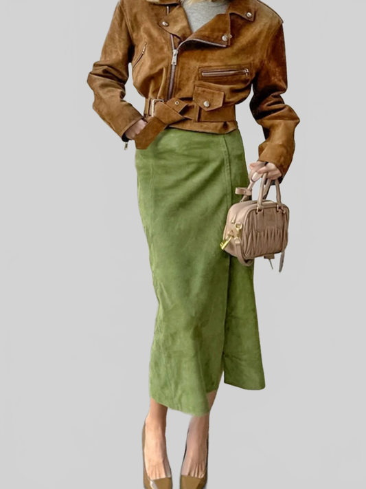 Women Solid Color Midi Skirt nicholesgifts
