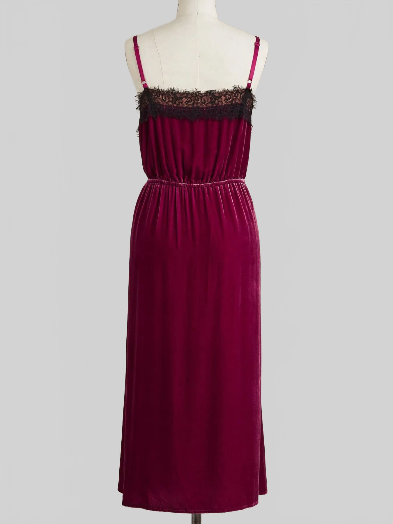 Velvet Cami Lounge Dress with Lace Trim nicholesgifts