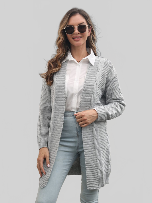 Women Open Front Cable-Knit Cardigan nicholesgifts